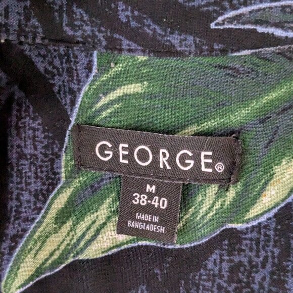 GEORGE Black/Blue/Orange Short Sleeve Floral Tropical Button Shirt; Size M - Picture 3 of 5